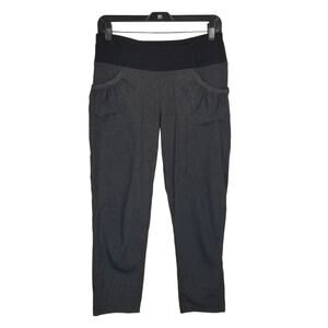 Prana Women's Summit Yoga Pants Gray Black Capri Activewear Pockets Size Medium